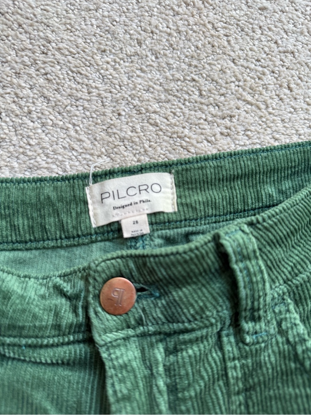 Pilcro by Anthropologie Forest Green Corduroy Flare Pants Size 28 - Picture 2 of 10